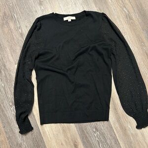 Black Sweater with Sheer Sleeves